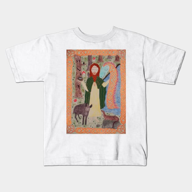 Saint Kevin of Glendalough Kids T-Shirt by DebiCady